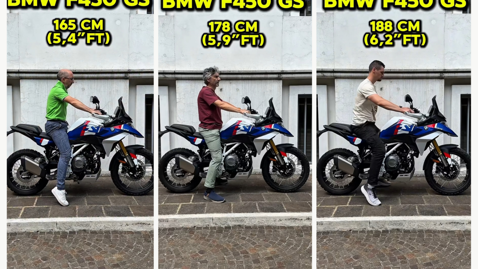 BMW F450GS: come veste su piloti di altezza diversa